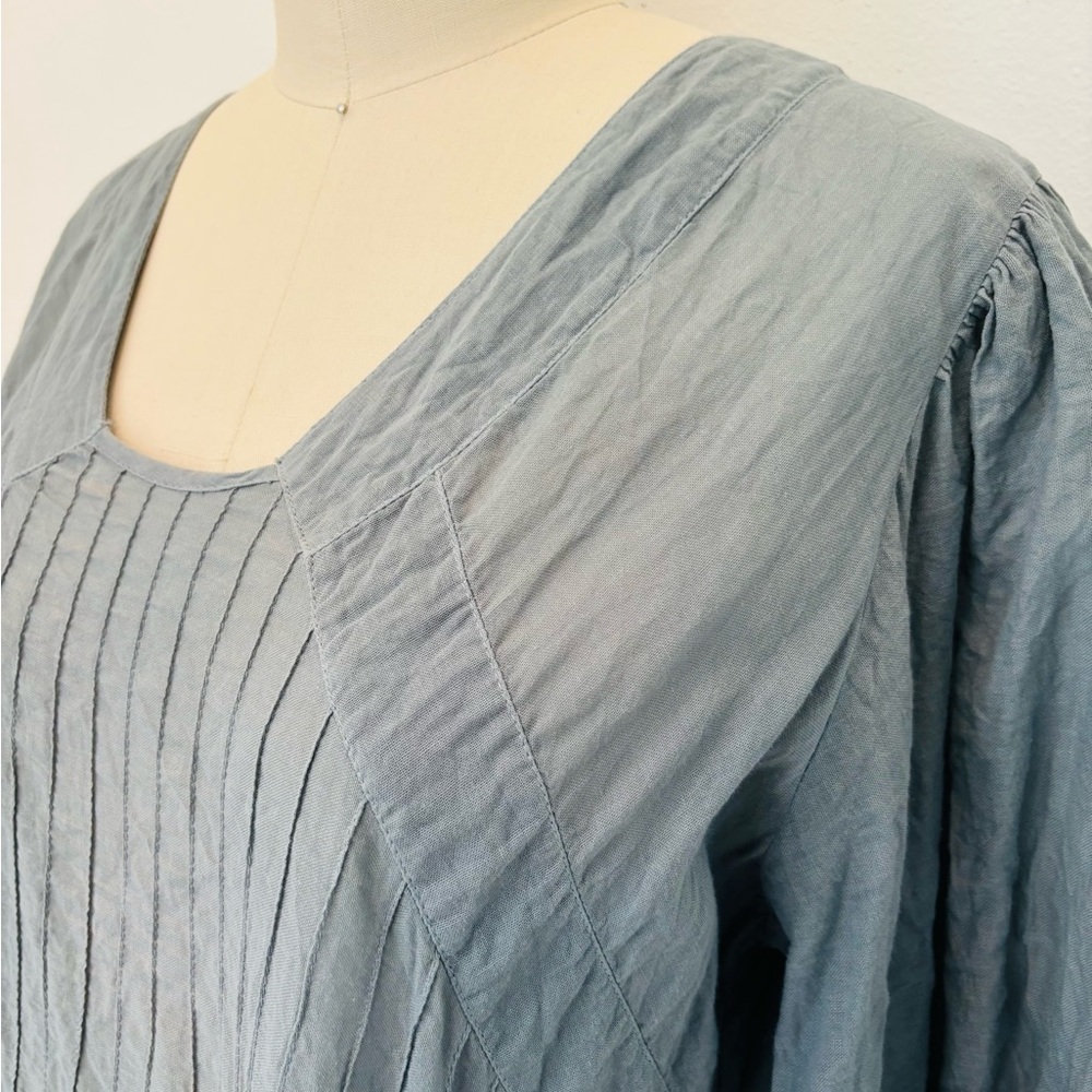 JP And Mattie ‘Charlotte’ Dress Gray Blue Cotton Pintucks Ruffles Cottagecore M - Picture 4 of 9